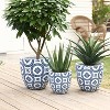 LuxenHome 14.5" Dia Round Planter Large Outdoor Indoor Decorative Plant Pot Blue and White Flower Pattern Garden Pot Concrete Planter Pot Multicolored - 4 of 4