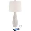 360 Lighting 29 1/2" Tall Modern Coastal End Table Lamps Set of 2 USB Port Whitewash Ceramic White Shade Living Room Charging Bedroom Bedside - 3 of 4