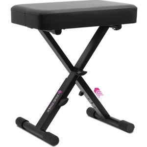 Liquid Stands Foldable Adjustable Piano Bench - X-Style Music Stool - Piano Keyboard Bench Seat for Keyboard Stand with Black Cushion Padded Bench - 1 of 4