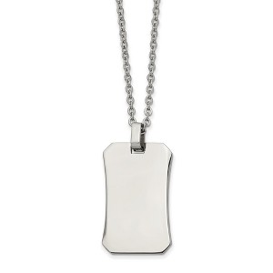 Black Bow Jewelry Stainless Steel Polished Octagonal Dog Tag Necklace, 22 Inch - 1 of 4