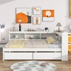 Full Size Daybed, Wooden Platform Bed Frame with L-shaped Bookshelf, Storage Drawers, White -ModernLuxe - 2 of 4