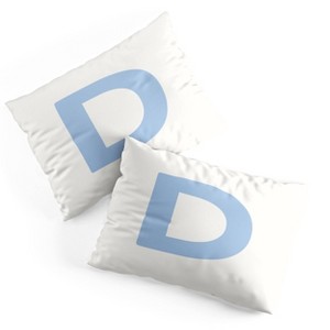 Deny Designs Standard April Lane Art Block Blue Monogram D Microfiber Printed Pillow Sham - 1 of 3