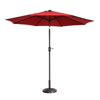 Nature Spring 9' Auto-Tilt Patio Umbrella - Red
