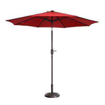 9-Foot Patio Umbrella - Easy Crank Outdoor Table Umbrella with Steel Ribs and Aluminum Pole for Deck, Porch, Backyard, or Pool by Nature Spring (Red)