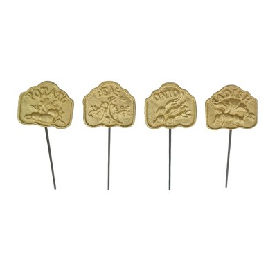 Transpac Iron Gold Plant Marker Set of 4 Home Decorations Spring