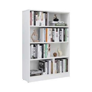 INFURNIC Decorative Bookshelf, Tall Modern Wood Bookshelf with 4 Shelves, for Living Room or Library Bookcase, Brown, 11.6"*33"*48" - 1 of 4