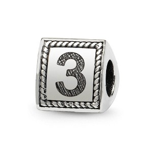 Black Bow Jewelry Triangle Block, Number 3 Sterling Silver Bead Charm - 1 of 3
