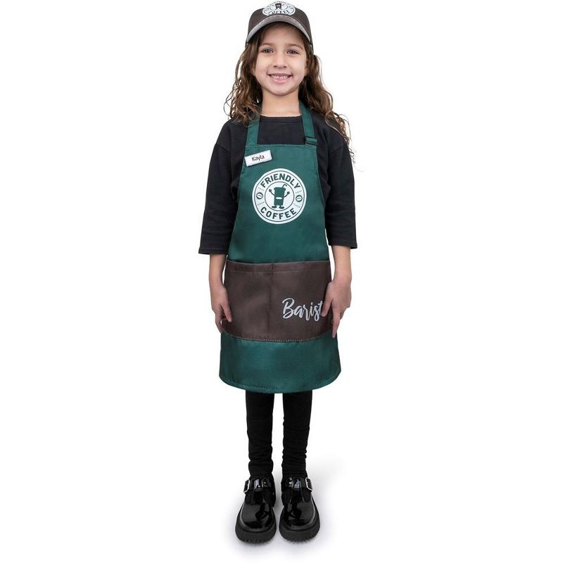 Dress Up America Barista Costume for Kids - Green Apron and Cap, 2 of 6