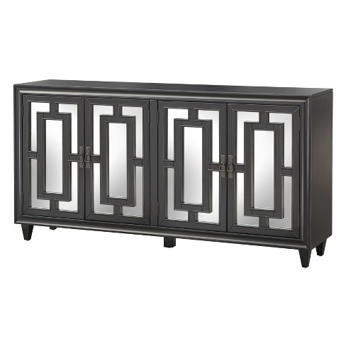 Black mirrored buffet deals cabinet