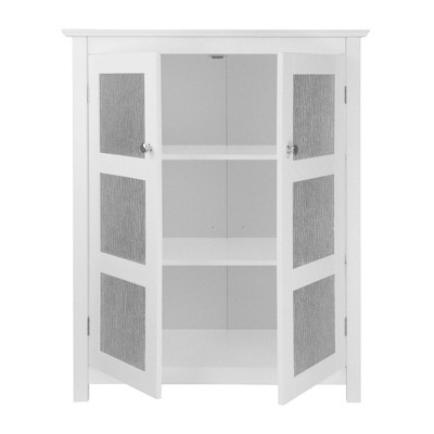 Connor Classic White Floor Cabinet with Textured Glass Doors