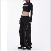 Mocamel Women's High Waist Loose Toe Black Versatile Casual Overalls Sports Pants,Street Wear Style - 3 of 4