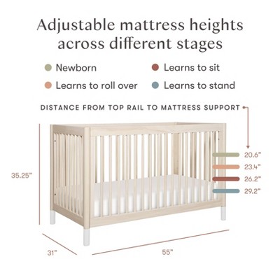 Washed Natural and White Pine 4-in-1 Convertible Toddler Crib