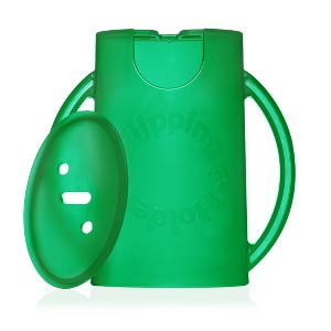 Flipping Holder Food Pouch Holder No Squeeze, flips over to hold drink boxes and juice pouches, easy grip handles and lid (Green) - 1 of 4