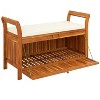Patio Storage Bench with Cushion 49.6" Solid Wood Acacia - 4 of 4