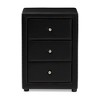 Tessa Faux Leather Upholstered 3 Drawer Nightstand Black - Baxton Studio - 2 of 4