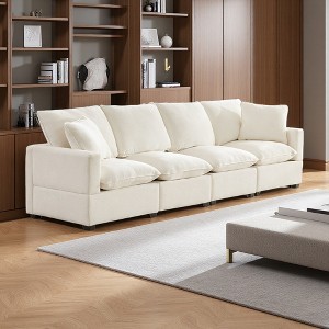 110" Chenille Modular Sectional Sofa with 2 Pillows - 1 of 4