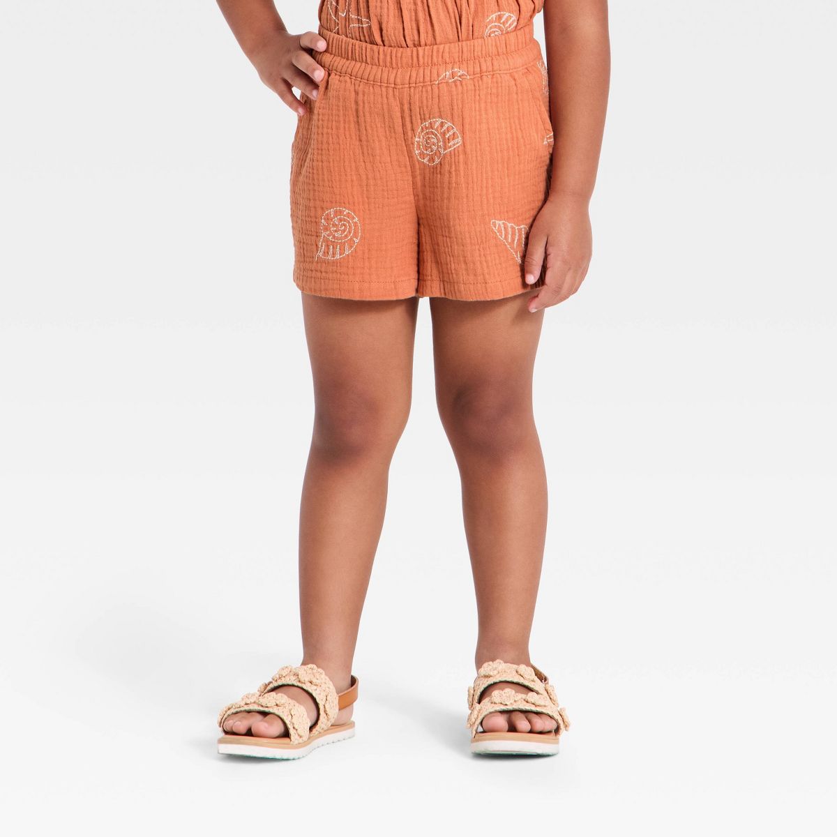 Toddler Girls' 2pc Terracotta Woven Tank Top and Shorts Set - Cat & Jack™ Orange - thumbnail 4