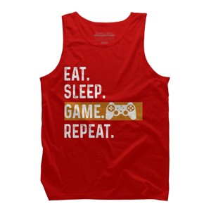 Men's Design By Humans Eat Sleep Game Repeat By MeowShop Tank Top - 1 of 2