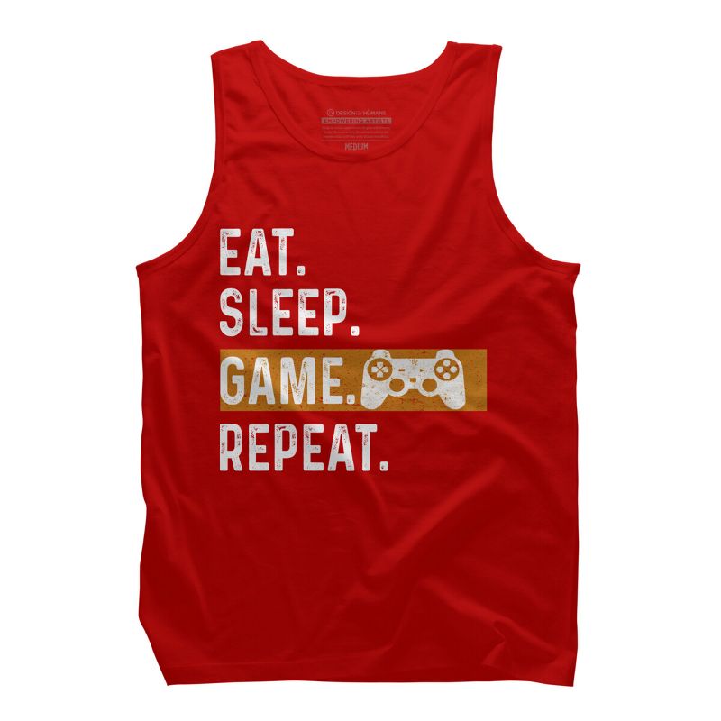 Men's Design By Humans Eat Sleep Game Repeat By MeowShop Tank Top, 1 of 3