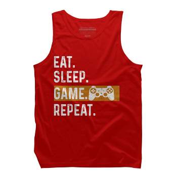 Men's Design By Humans Eat Sleep Game Repeat By MeowShop Tank Top