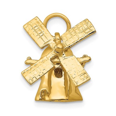 Black Bow Jewelry 14k Yellow Gold 3D Moveable Windmill Charm
