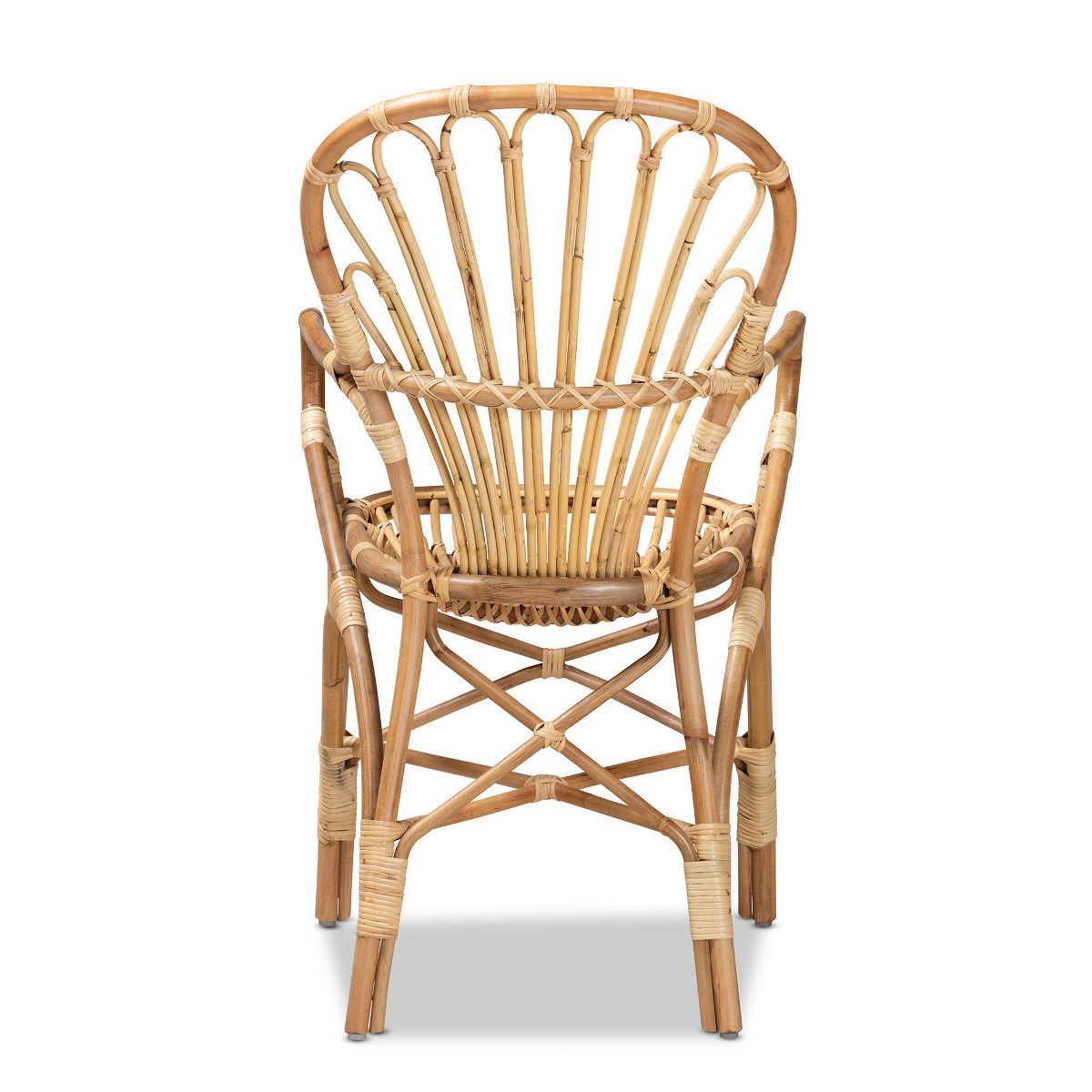 Sheraton Rattan Armchair Natural - bali & pari: Boho Style, Polyester Upholstery, Wood Frame, No Assembly Required - thumbnail 4