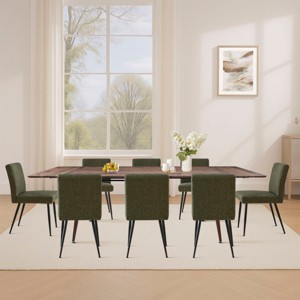 9-Piece Walnut Dining Set,95" L Rectangular Extendable Dining Table with 8 Upholstered Linen Dining Chair for Dining Room,Farmhouse-Tanpinhause - 1 of 4