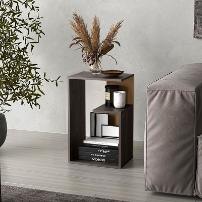 FONTOI End Tables Multi Tier with Open Compartments Sleek Side Table for Living Room to Organize Decor Books and Essentials, Multi, 26"*13.8"*3.6"