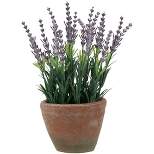 Northlight 10" Artificial Lavender and Leaves in Weathered Pot