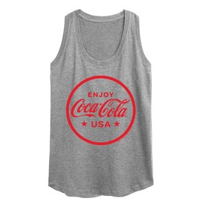 Women's Coca-Cola Enjoy Coca Cola USA Graphic Racerback Tank - Heather Grey - 2 X-Large - 1 of 4