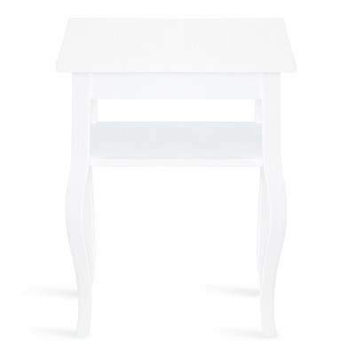 Lillian White Wood End Table with Shelf