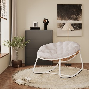 Dsvimoy Accent Chair Sleek Rocking Style for Contemporary Homes, Off-White, 41.4"*24.9"*14.4" - 1 of 4