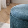 PAGED 2-Piece Set Chenille Storage Ottoman Round Foot Stool with MDF Made Desktop Panel for Family Room, Living Room - 4 of 4