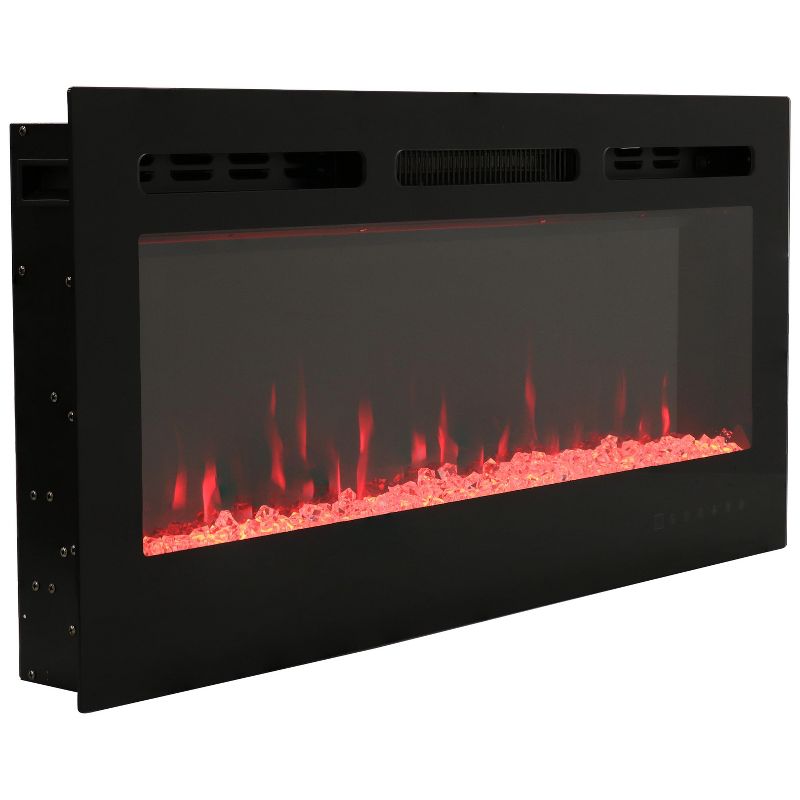 Sunnydaze Modern Flame Wall-Mounted or Recessed Indoor Electric Fireplace with LED Lights - Black Finish, 5 of 11