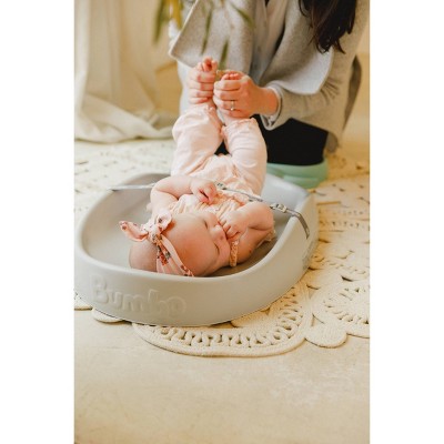 Cool Gray Ergonomic Foam Baby Changing Pad with Safety Belt