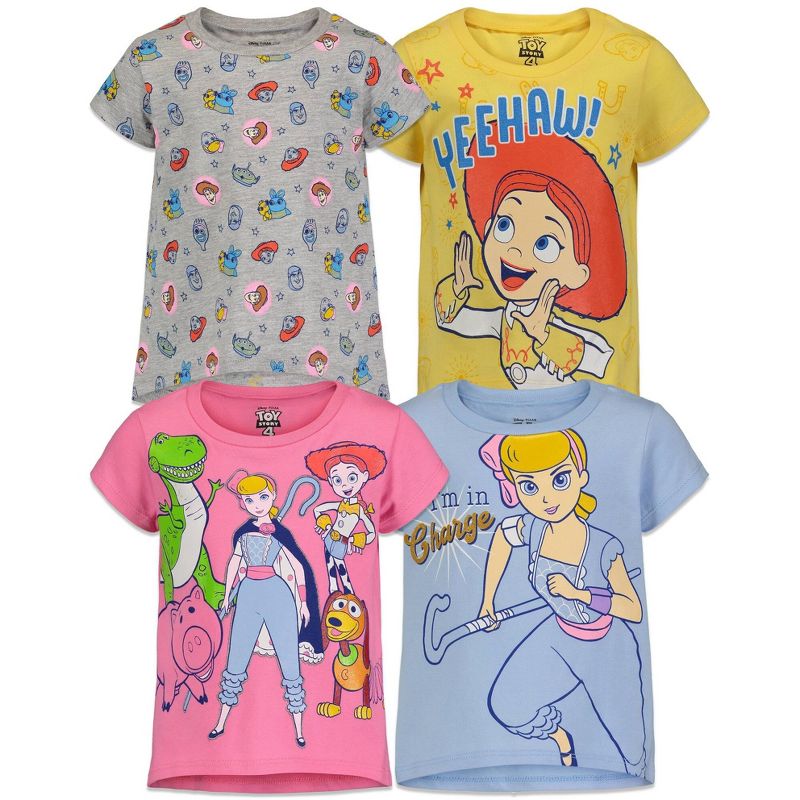 Disney Pixar Toy Story Bo Peep Jessie Girls 4 Pack T-Shirts Toddler, 1 of 9