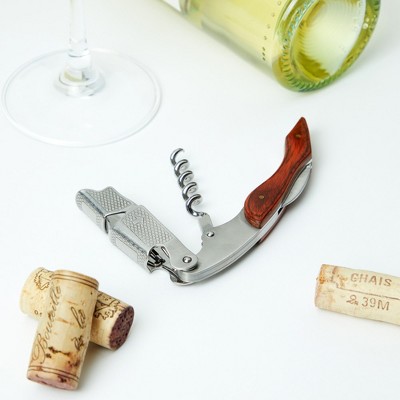 Stainless Steel and Wood Sommelier Waiter's Corkscrew