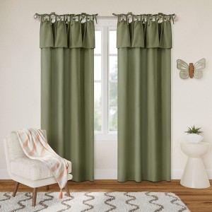 Awesome Home  Recycled Cotton Blend Ruffle Tie Top Curtains Pair - 1 of 4