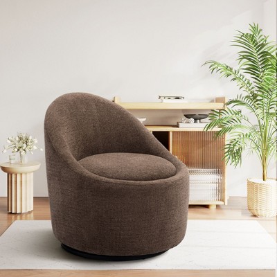 Modern Barrel Swivel Chairs with Concealed Storage, Round Upholstered Accent Chairs