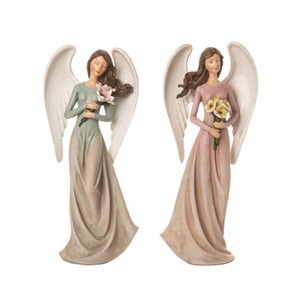 Transpac Large Calming Angel Figurine Set of 2 - Decorative Resin Statues for Home Decor and Serenity - 1 of 1