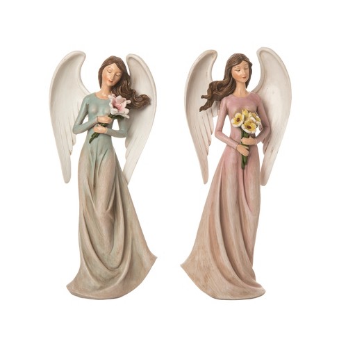 Transpac Large Resin Calming Angel Figurine Set of 2 Spring Home Decorations - image 1 of 1