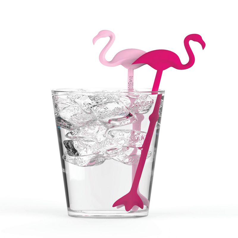 TrueZoo Pink Flamingo Stir Sticks 5 Pcs - Extra Long Cocktail Drink Stirrers, Reusable Stirrers for Cocktails, Coffee, Tea - Set of 5, Multicolor, 3 of 5