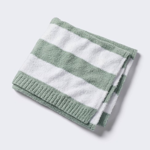 Chenille Stripe Baby Blanket Green And White Stripe Cloud Island Target