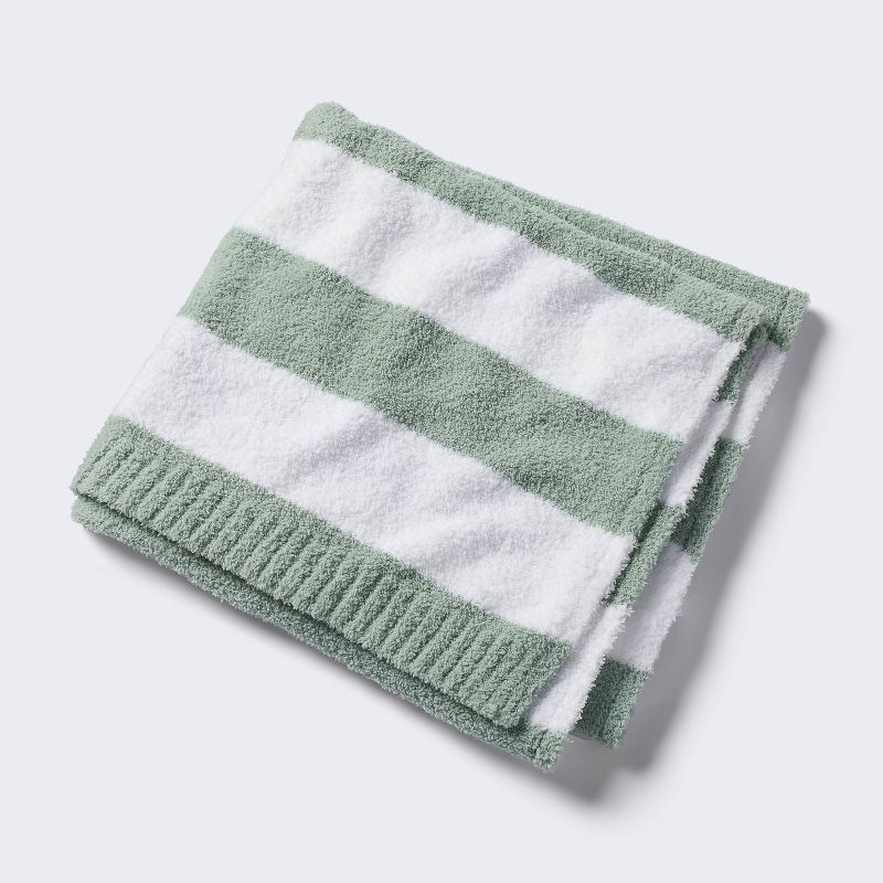 Chenille Stripe Baby Blanket - Green and White Stripe - Cloud Island&#8482;, 1 of 6