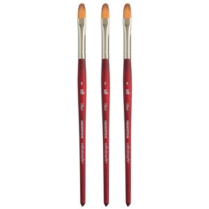 Princeton Velvetouch Filbert Brush, Synthetic Bristles, Short Handle Mixed Media Paintbrush, Scarlet, Size 8, Pack of 3 - 1 of 4