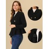 Allegra K Women's Elegant Lapel Blazer Long Sleeve Button Ruffle Hem Work Short Coat Jacket - 2 of 4