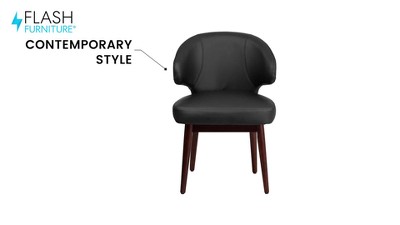 Walnut-Legged High-Back Brown LeatherSoft Reception Chair