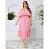 Coolmee Women's Summer Plus Size Maxi Dress Ruffle Off Shoulder Ruffle Hem Polka Dot Long Sundress - 4 of 4