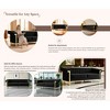 Modern Polyester Sofa with Turn-Out Arms & Gold Legs - 2 of 4