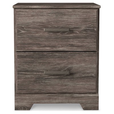 Gray Transitional 2-Drawer Nightstand with Pewter Handles